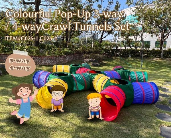 Colourful Pop Up 3-way / 4-way Crawl Tunnels Set / playtent